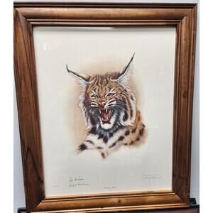 Jim Oliver Kentucky Wildcat Lithograph Plate 32 Signed Embossed Framed Art